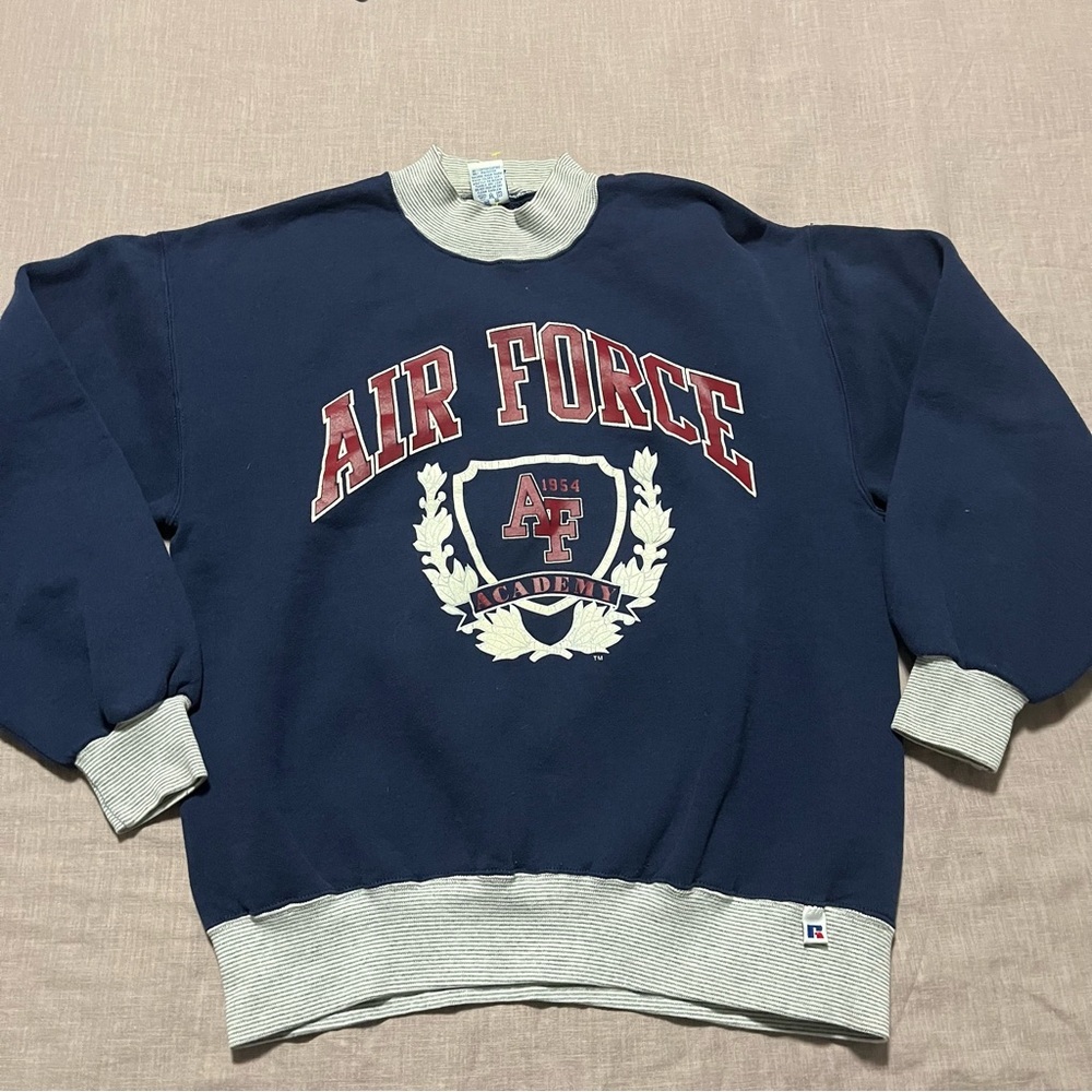 Vintage 1980s Russell Athletic Air Force Cuff Crewneck Sweater Pristine Size XL - Picture 2 of 7